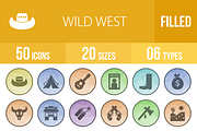 50 Wild West Filled Low Poly Icons