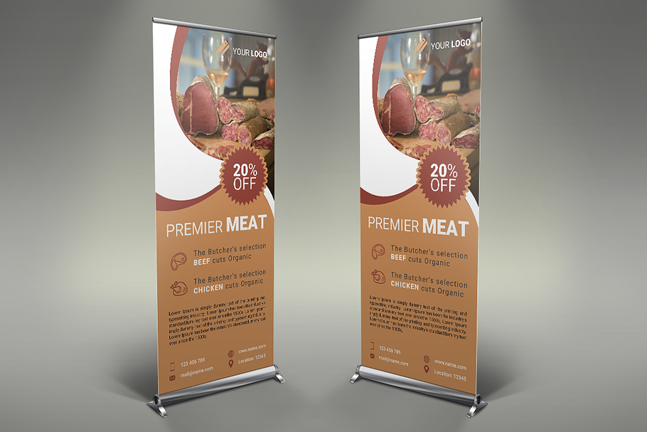 Meat Shop Roll Up Banner in Flyer Templates - product preview 8