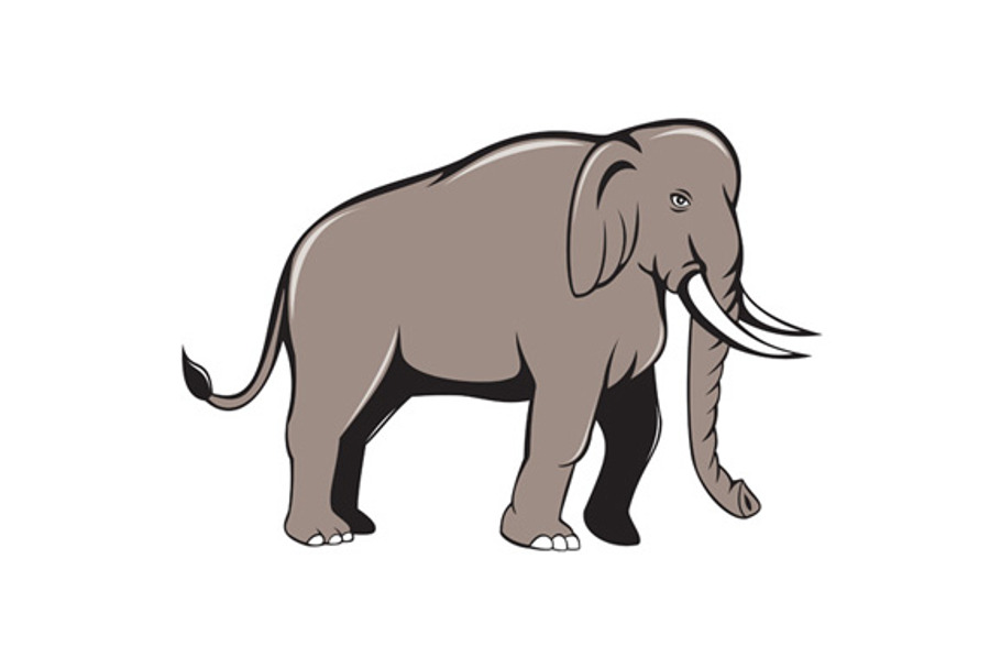 Indian Elephant Side View Cartoon