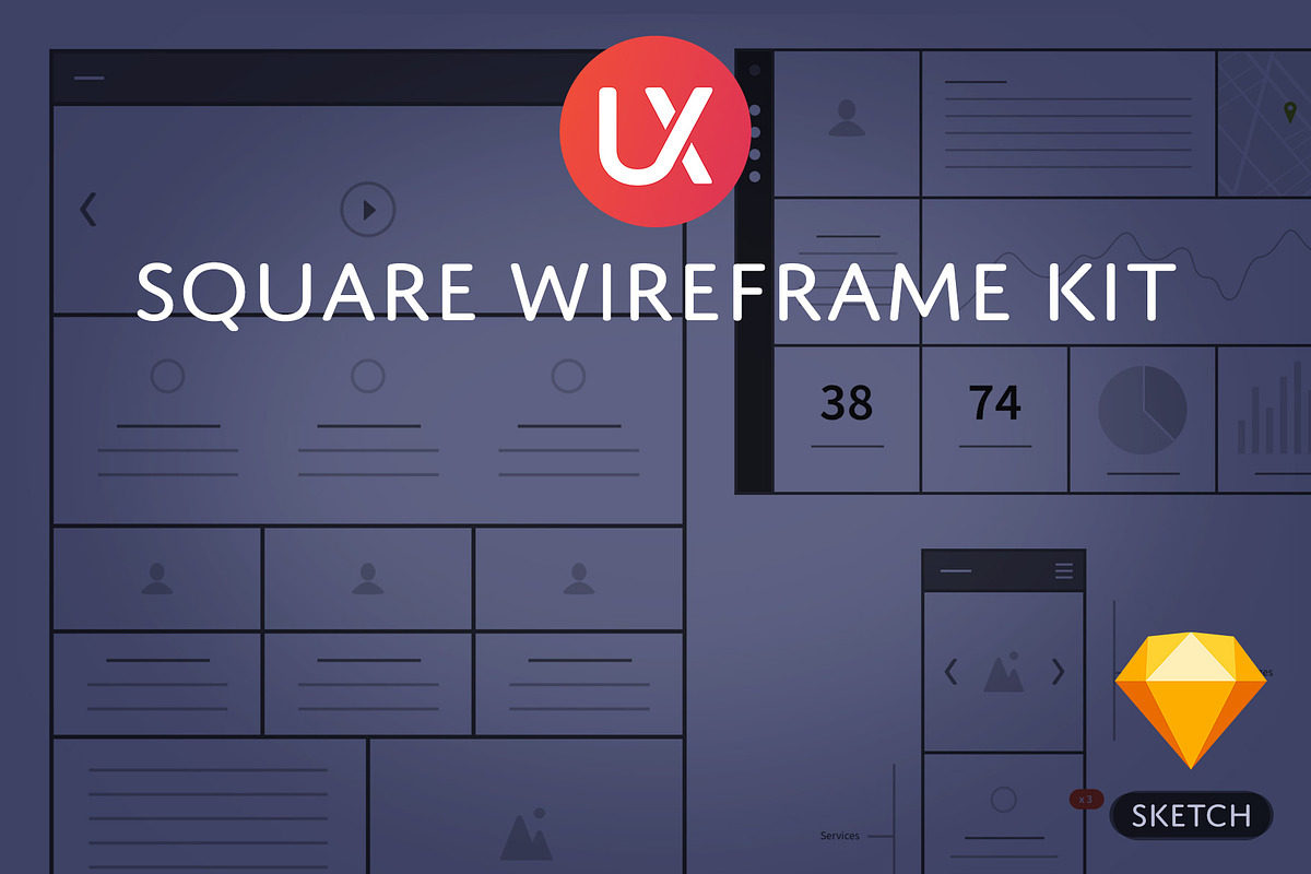 Square Wireframe Kit in Wireframe Kits - product preview 8