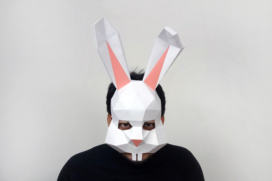 DIY Easter Bunny Mask -3d papercraft in Templates - product preview 8