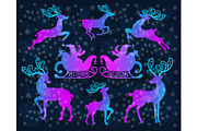Reindeer Christmas icon set.