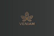 Abstract flower lotus logotype. Luxury crown linear logo. Gold premium spa hotel vector sign.