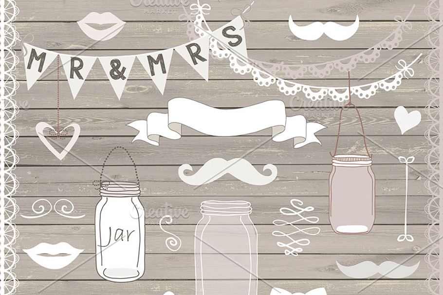 Rustic Mason Jar Country Wedding in Illustrations - product preview 8