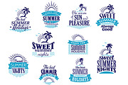 Summer holidays and vacation emblems
