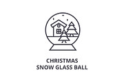 christmas snow glass ball line icon, outline sign, linear symbol, vector, flat illustration