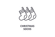 christmas socks line icon, outline sign, linear symbol, vector, flat illustration