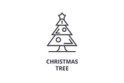 christmas tree line icon, outline sign, linear symbol, vector, flat illustration