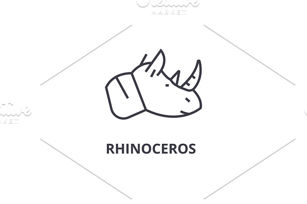 rhinoceros line icon, outline sign, linear symbol, vector, flat illustration