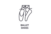 ballet shoes line icon, outline sign, linear symbol, vector, flat illustration