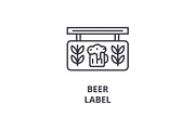 beer label line icon, outline sign, linear symbol, vector, flat illustration