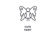 cute fairy line icon, outline sign, linear symbol, vector, flat illustration
