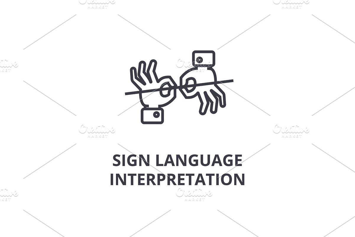 sign language interpretation line icon, outline sign, linear symbol, vector, flat illustration in Illustrations - product preview 8