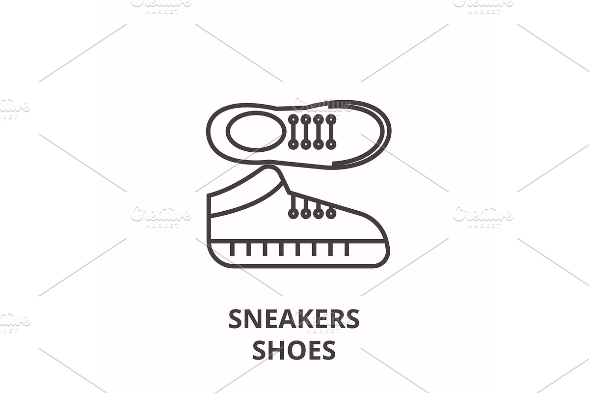 sneakers shoes line icon, outline sign, linear symbol, vector, flat illustration in Illustrations - product preview 8