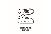 sneakers shoes line icon, outline sign, linear symbol, vector, flat illustration