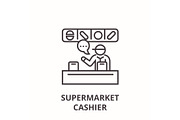 supermarket cashier line icon, outline sign, linear symbol, vector, flat illustration