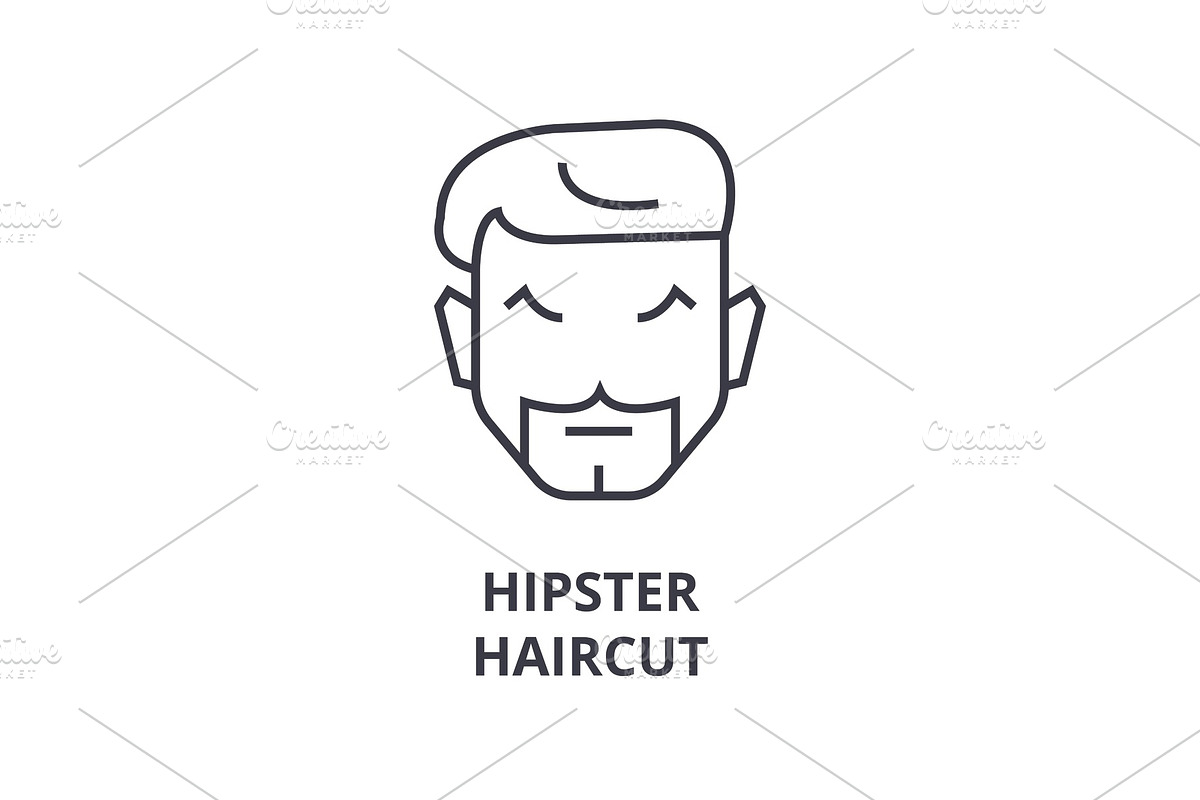 hipster haircut line icon, outline sign, linear symbol, vector, flat illustration in Illustrations - product preview 8