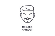 hipster haircut line icon, outline sign, linear symbol, vector, flat illustration