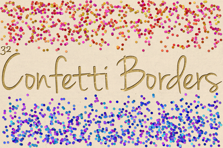 Digital Confetti Border Clipart Pack in Objects - product preview 8