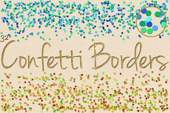 Digital Confetti Border Clipart Pack in Objects - product preview 2