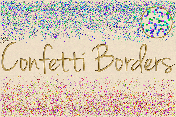 Digital Confetti Border Clipart Pack in Objects - product preview 4