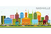 Nashville Skyline with Color 