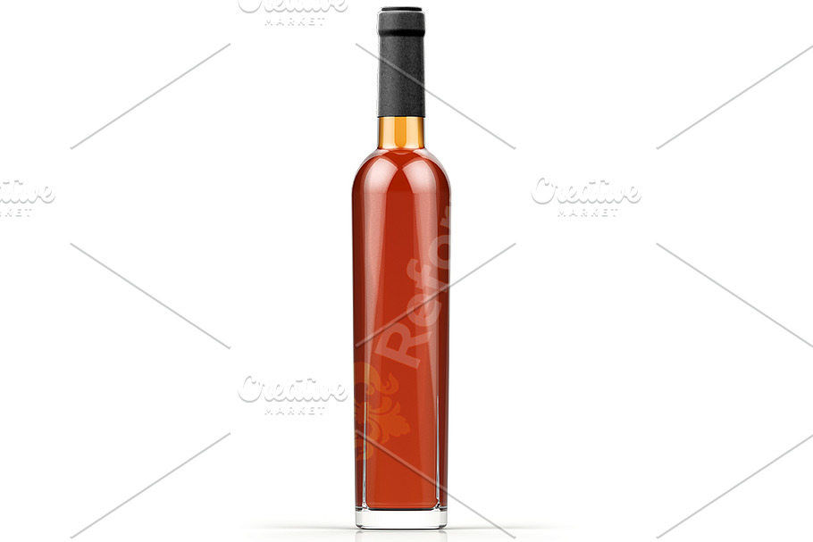 Glass Bottle with Brandy Mockup 0,5L