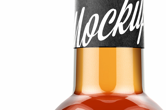 Glass Bottle with Brandy Mockup 0,5L in Product Mockups - product preview 3
