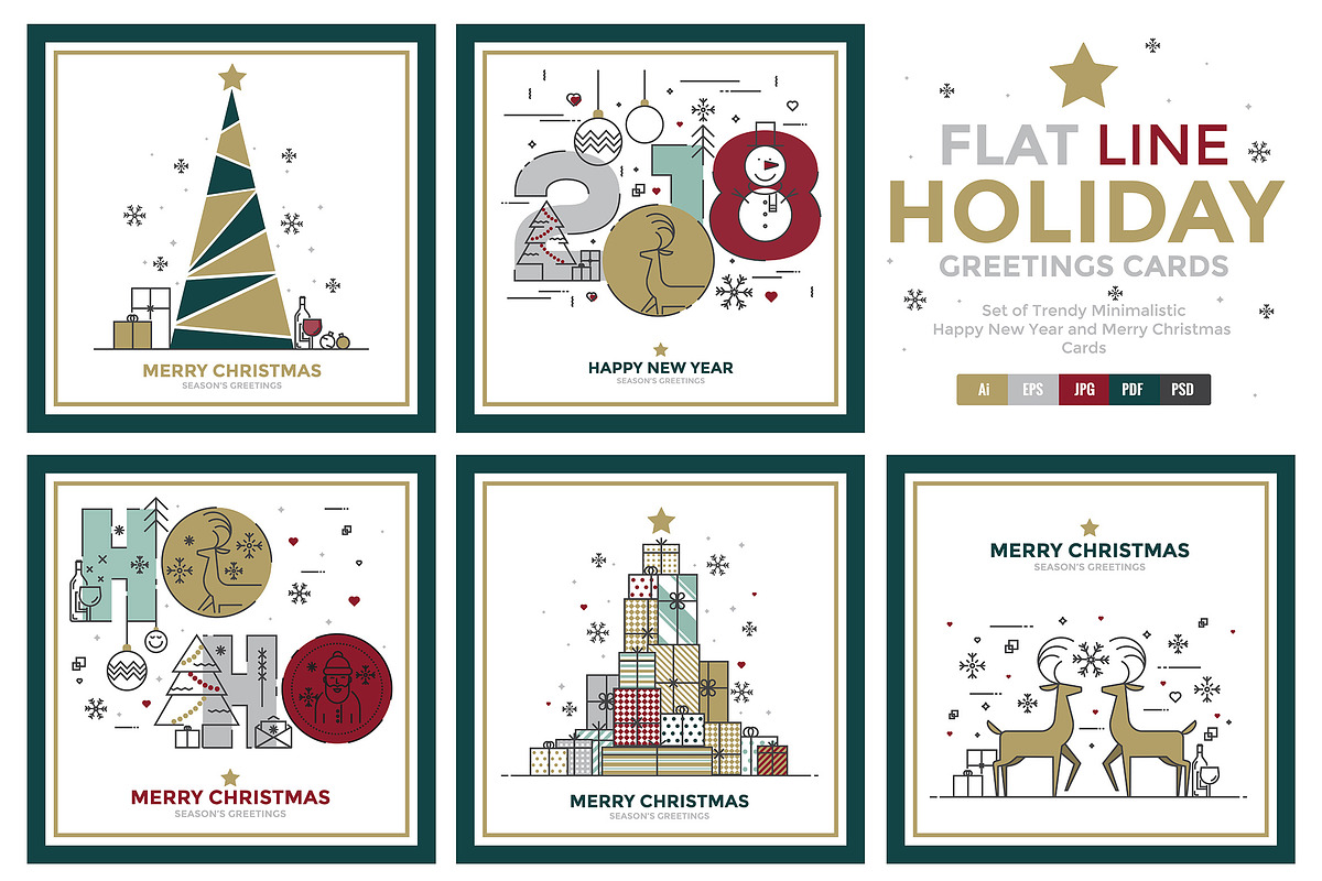 Merry Christmas greeting cards in Illustrations - product preview 8