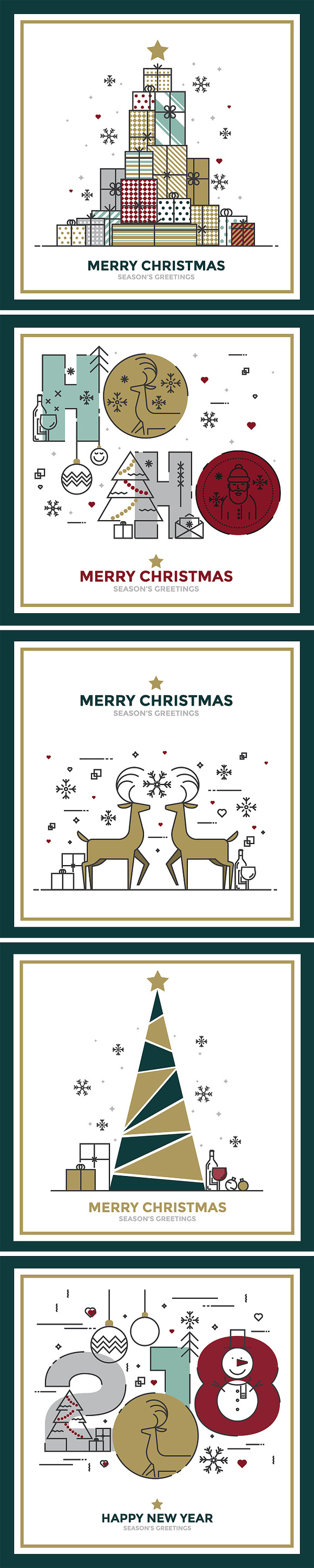 Merry Christmas greeting cards in Illustrations - product preview 1