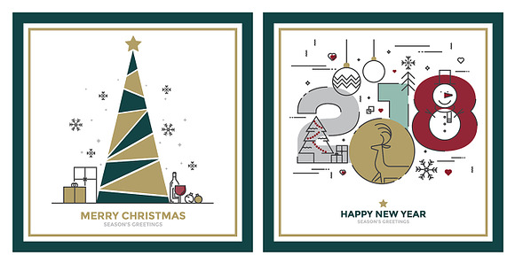 Merry Christmas greeting cards in Illustrations - product preview 2