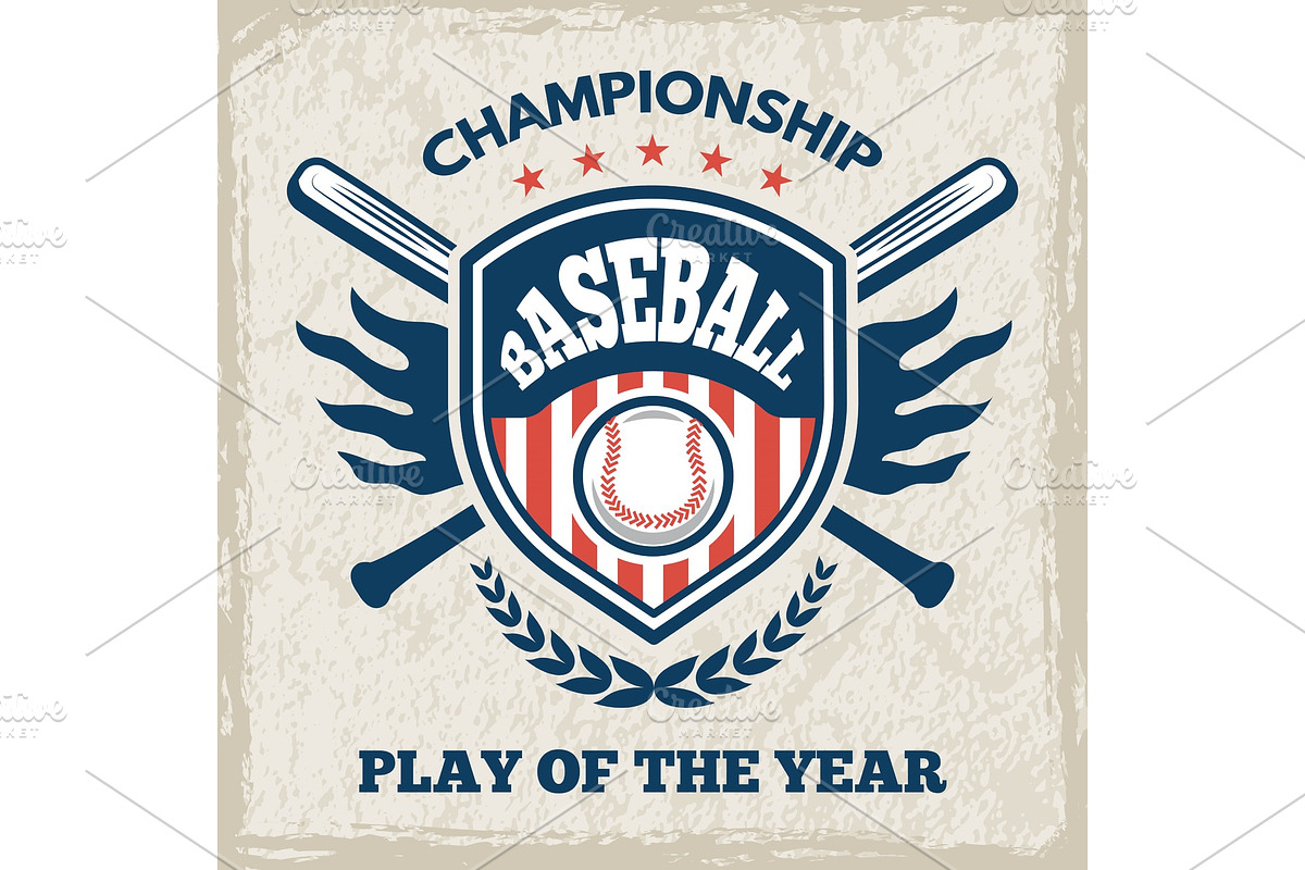 Retro poster for baseball club. Sport emblem in vector style in Graphics - product preview 8