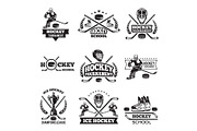 Labels and badges of winter sport. Hockey championship