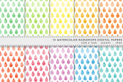 Watercolor Raindrops Digital Paper