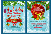 Christmas party invitation with New Year garland