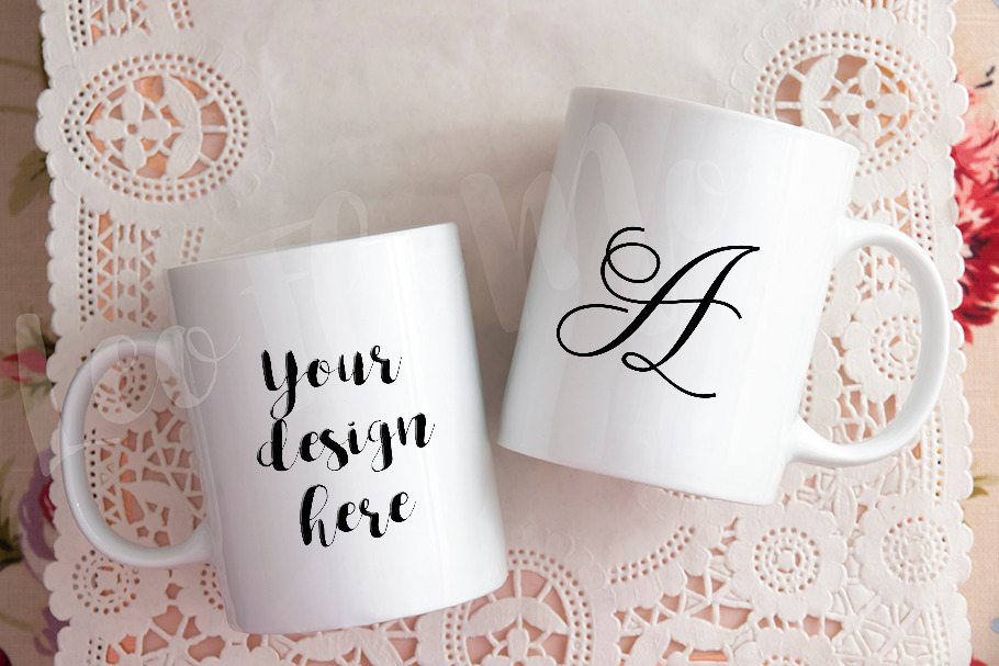 Set of two mugs coffee mug mockups