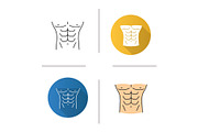 Muscular male torso icon