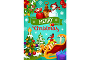 Christmas greeting banner with winter holiday gift