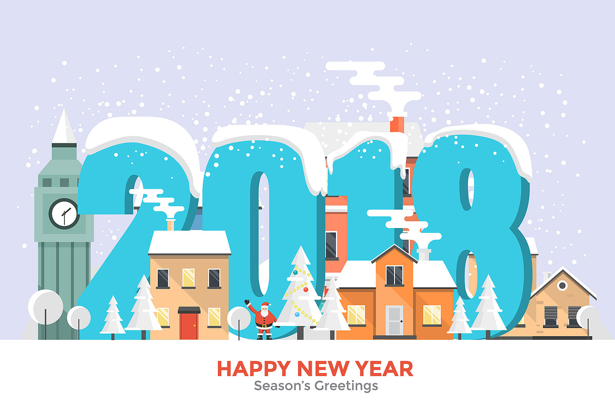 Flat Design Urban winter landscape in Illustrations - product preview 8