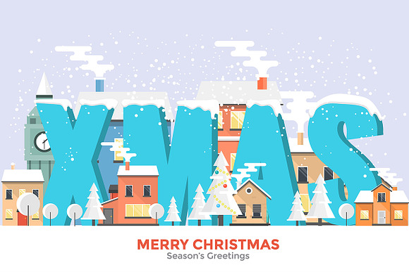 Flat Design Urban winter landscape in Illustrations - product preview 1