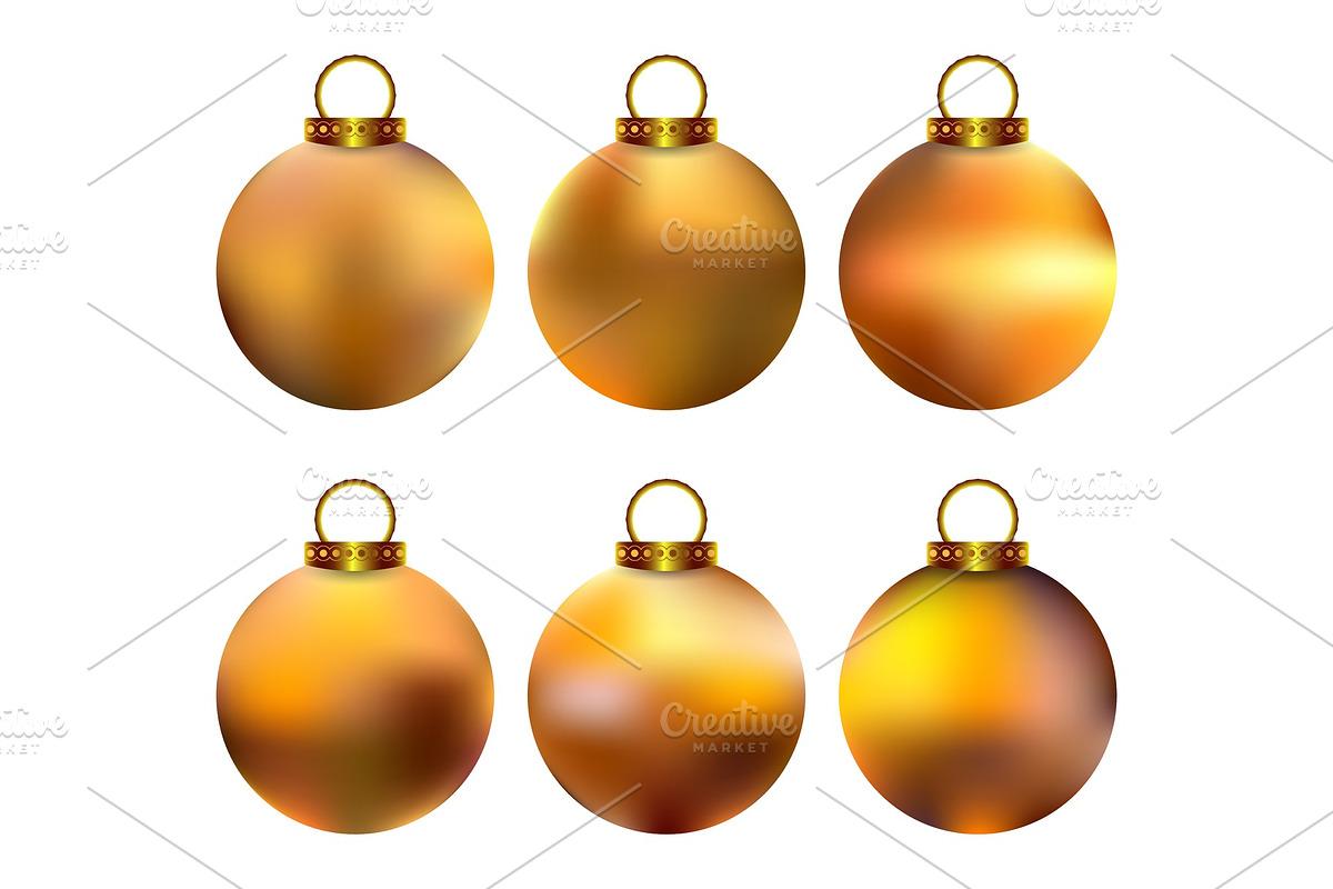Golden realistic Christmas balls in Objects - product preview 8