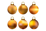Golden realistic Christmas balls