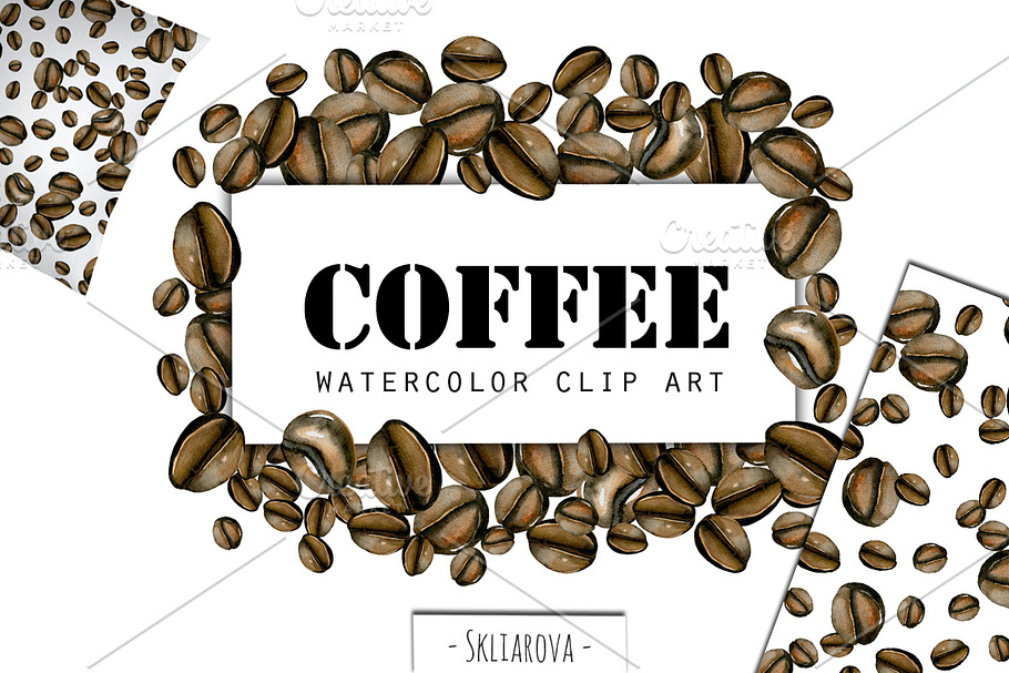 Coffee. Watercolor clip art. in Illustrations - product preview 8