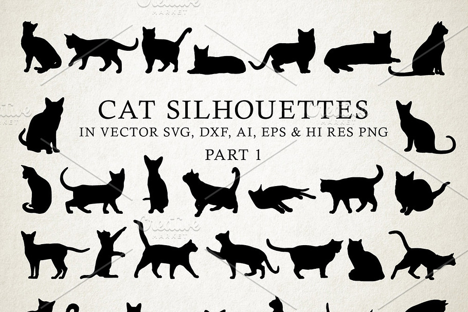 Cat Silhouettes Vector Pack 1 in Illustrations - product preview 8