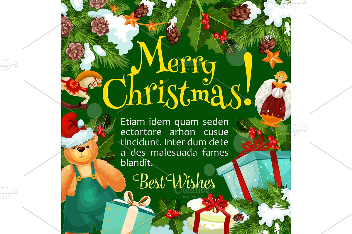 Christmas holiday poster with Xmas tree frame in Illustrations - product preview 8