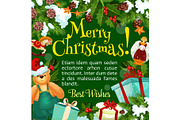 Christmas holiday poster with Xmas tree frame
