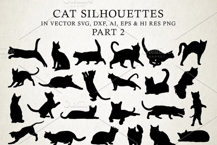 Cat Silhouettes Vector Pack 2