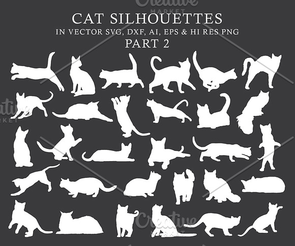 Cat Silhouettes Vector Pack 2 in Illustrations - product preview 1