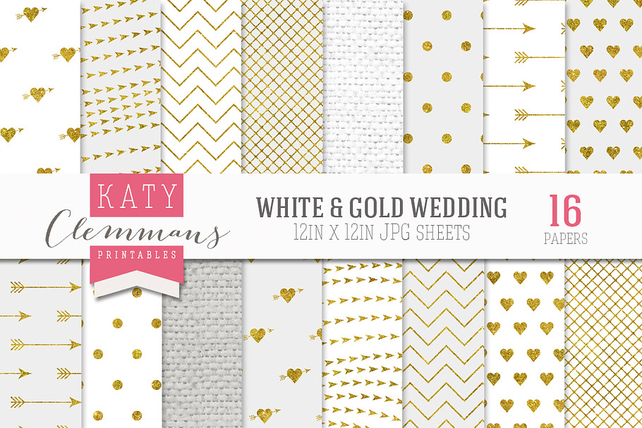 White & Gold Wedding Luxe Paper pack in Patterns - product preview 8