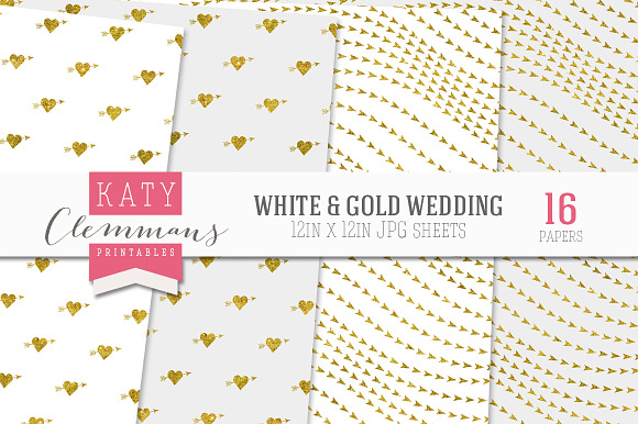 White & Gold Wedding Luxe Paper pack in Patterns - product preview 1